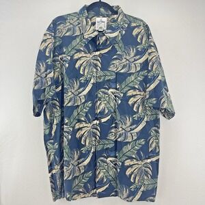 Guy Harvey AFTCO Shirt XL Marlin Swordfish Button Up Fishing Leaf Short Sleeve